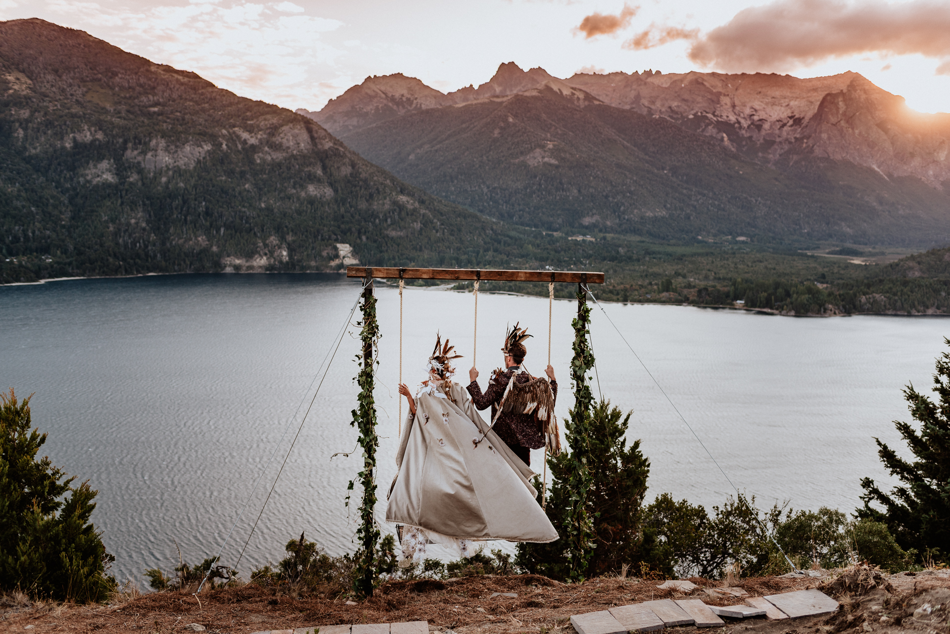 wedding in the mountains in hammocks in patagonia