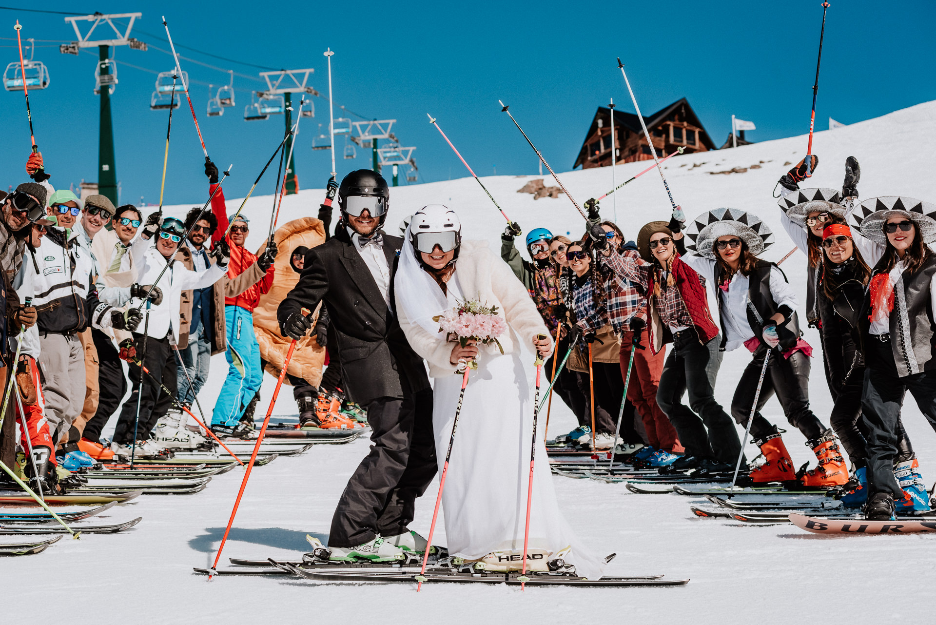 boda esquiadores bariloche nieve