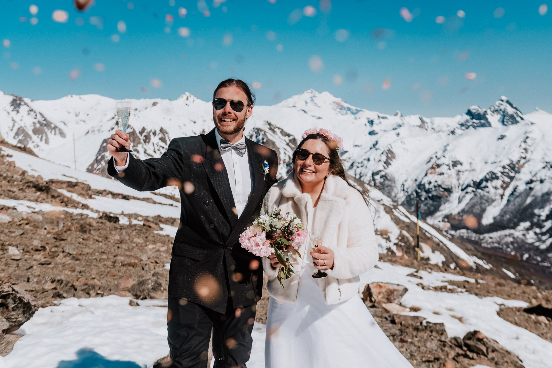 winter ski wedding patagonia